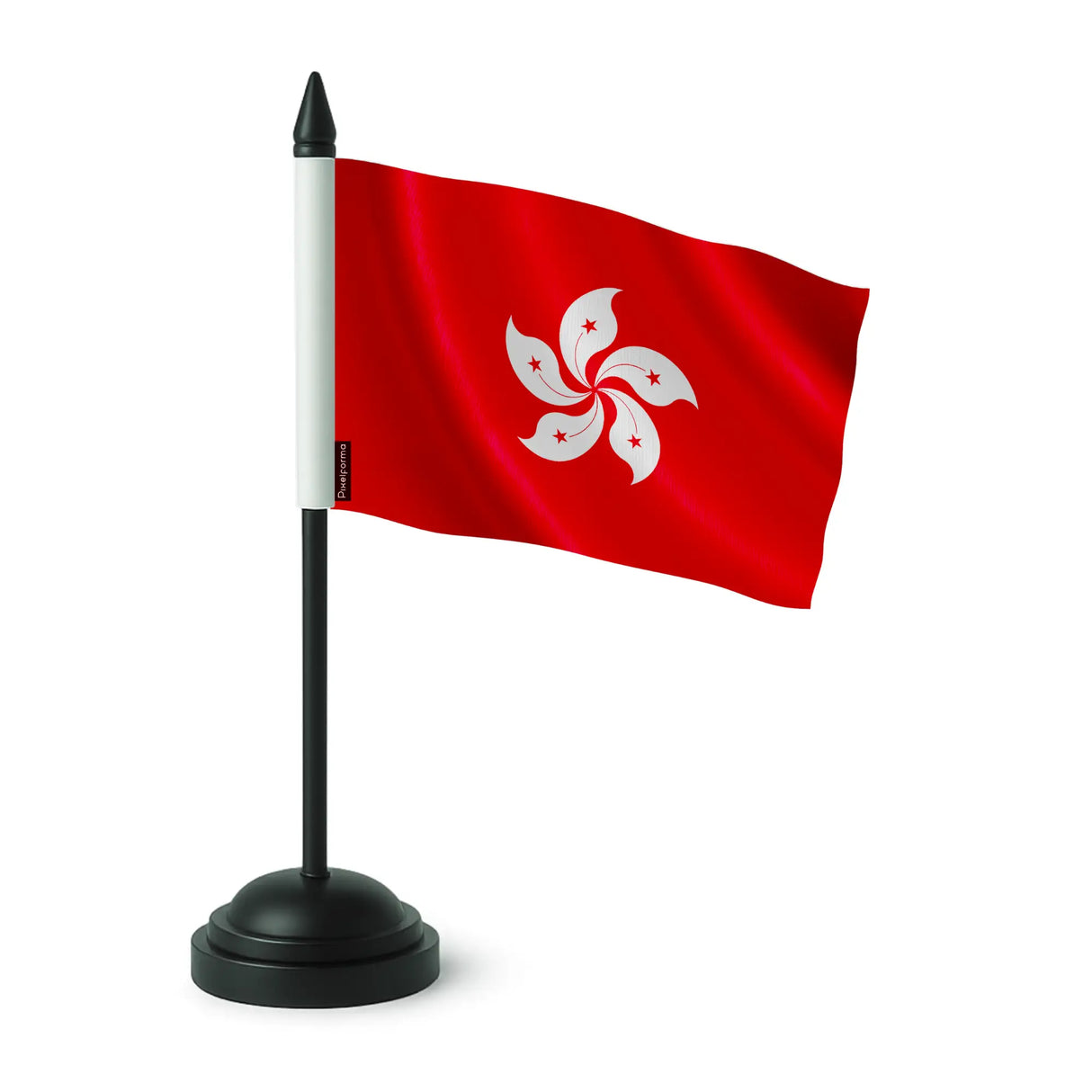 Drapeau de table hong kong polyester avec socle noir élégant