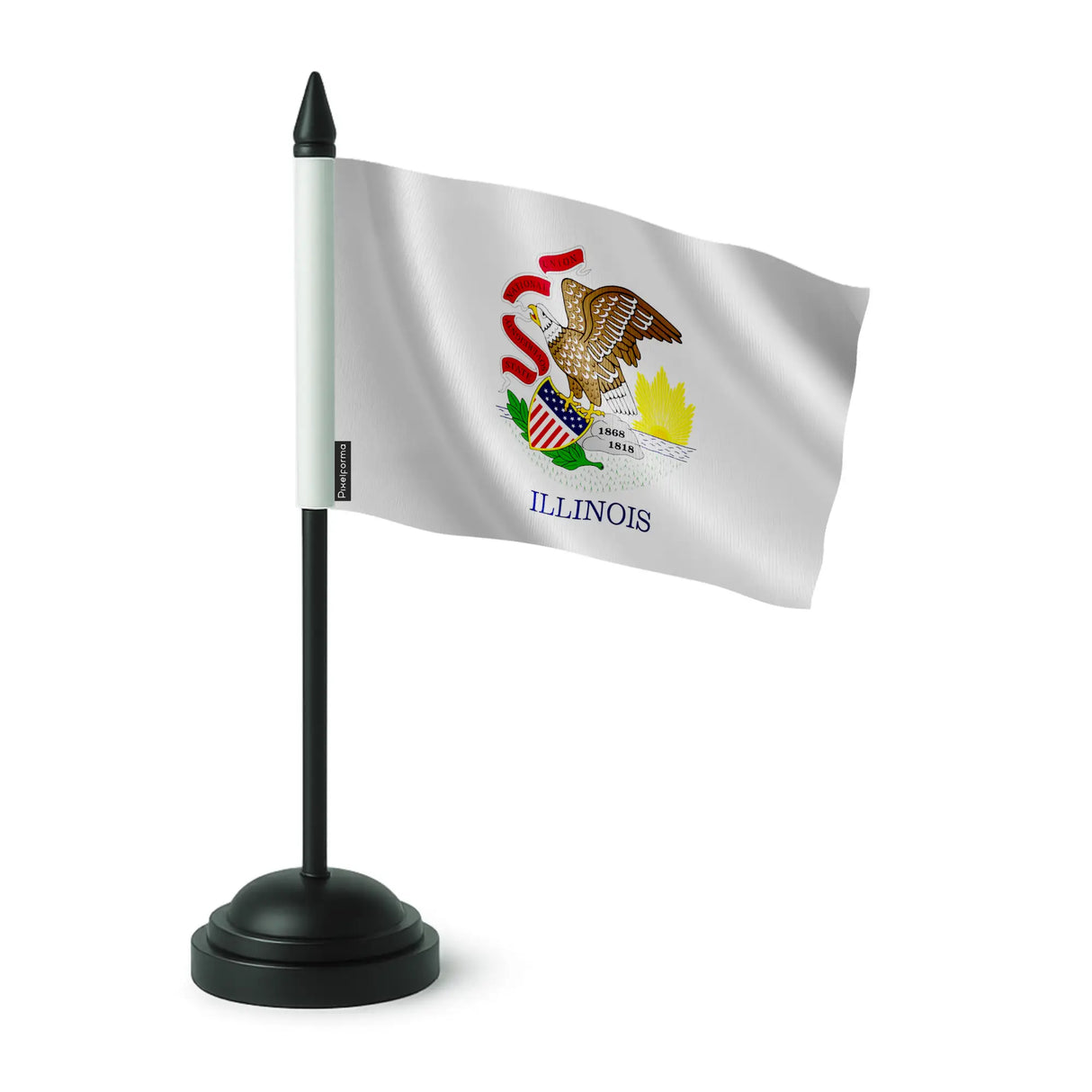 Drapeau de table illinois en polyester socle plastique noir