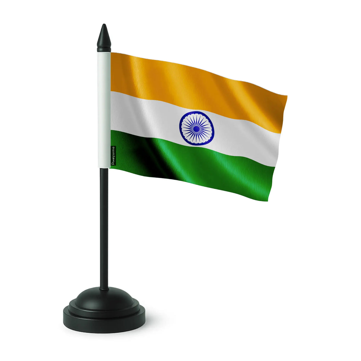 Drapeau de table inde en polyester avec socle plastique noir