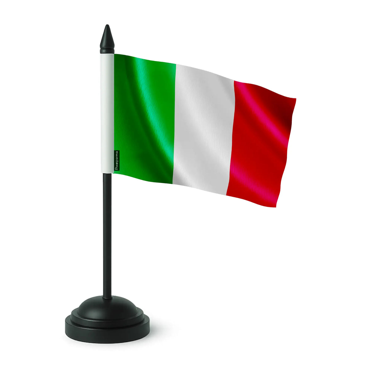 Drapeau de table italie polyester avec socle plastique noir
