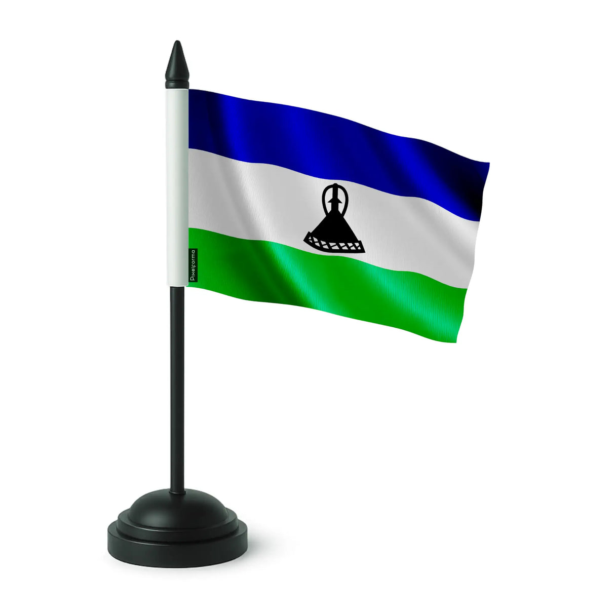 Drapeau de table lesotho polyester socle plastique noir