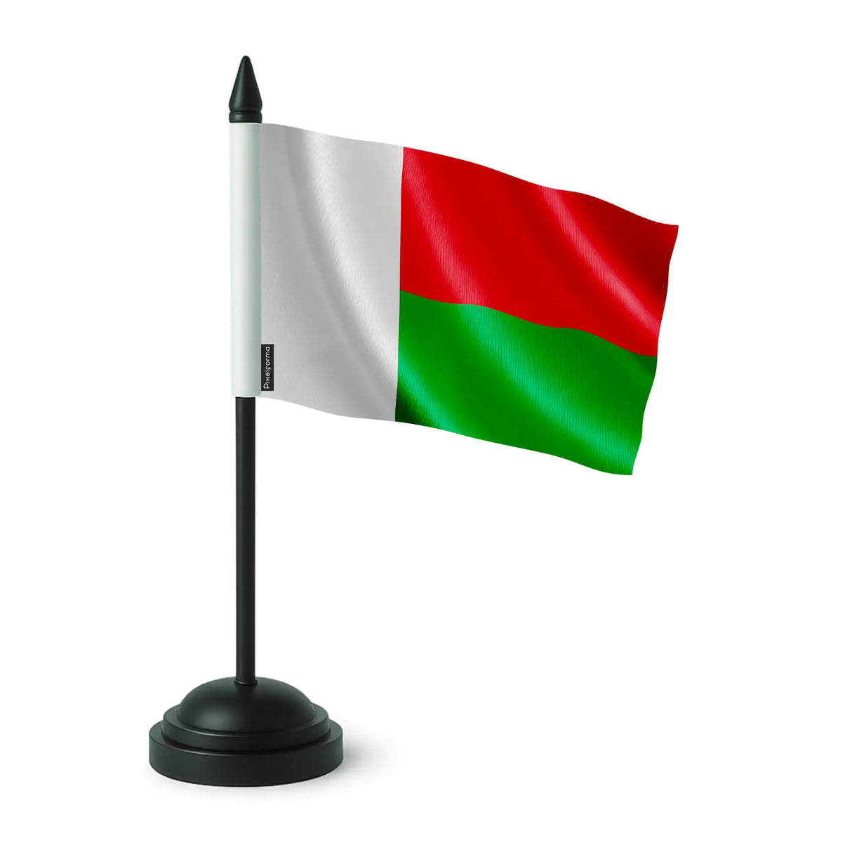 Drapeau de table madagascar en polyester socle plastique noir
