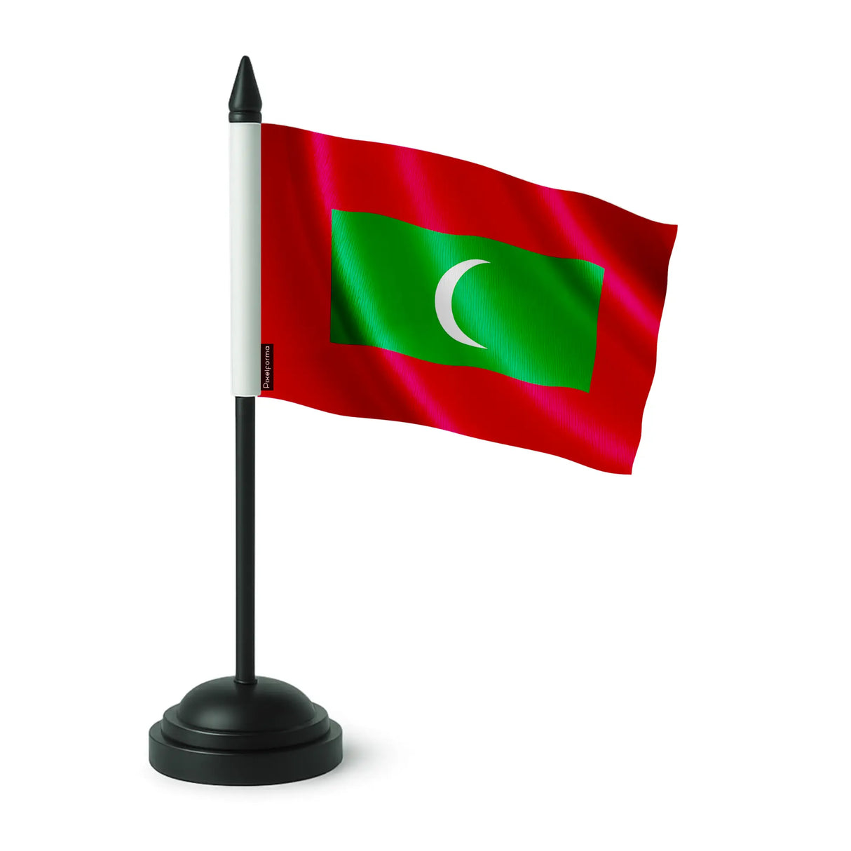 Drapeau de table maldives en polyester socle noir élégant