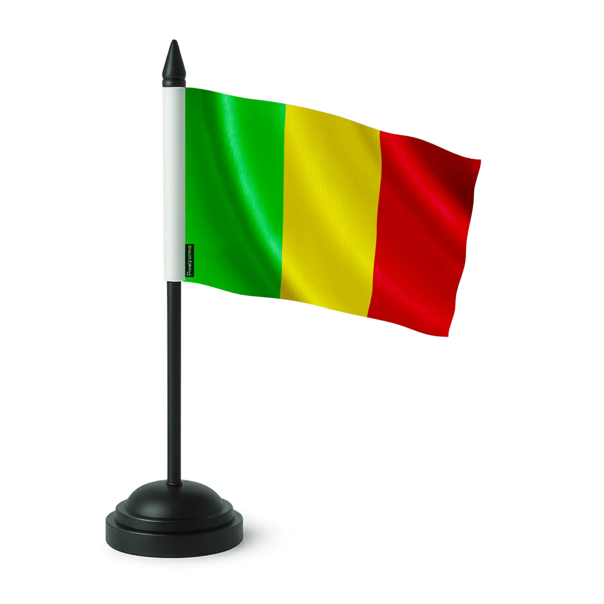 Drapeau de table mali en polyester avec socle plastique noir