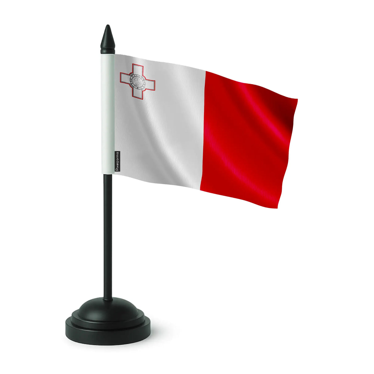 Drapeau de table malte polyester avec socle plastique noir