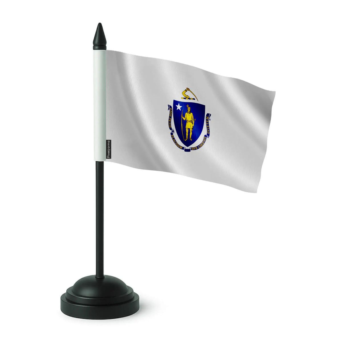 Drapeau de table massachusetts polyester socle plastique noir
