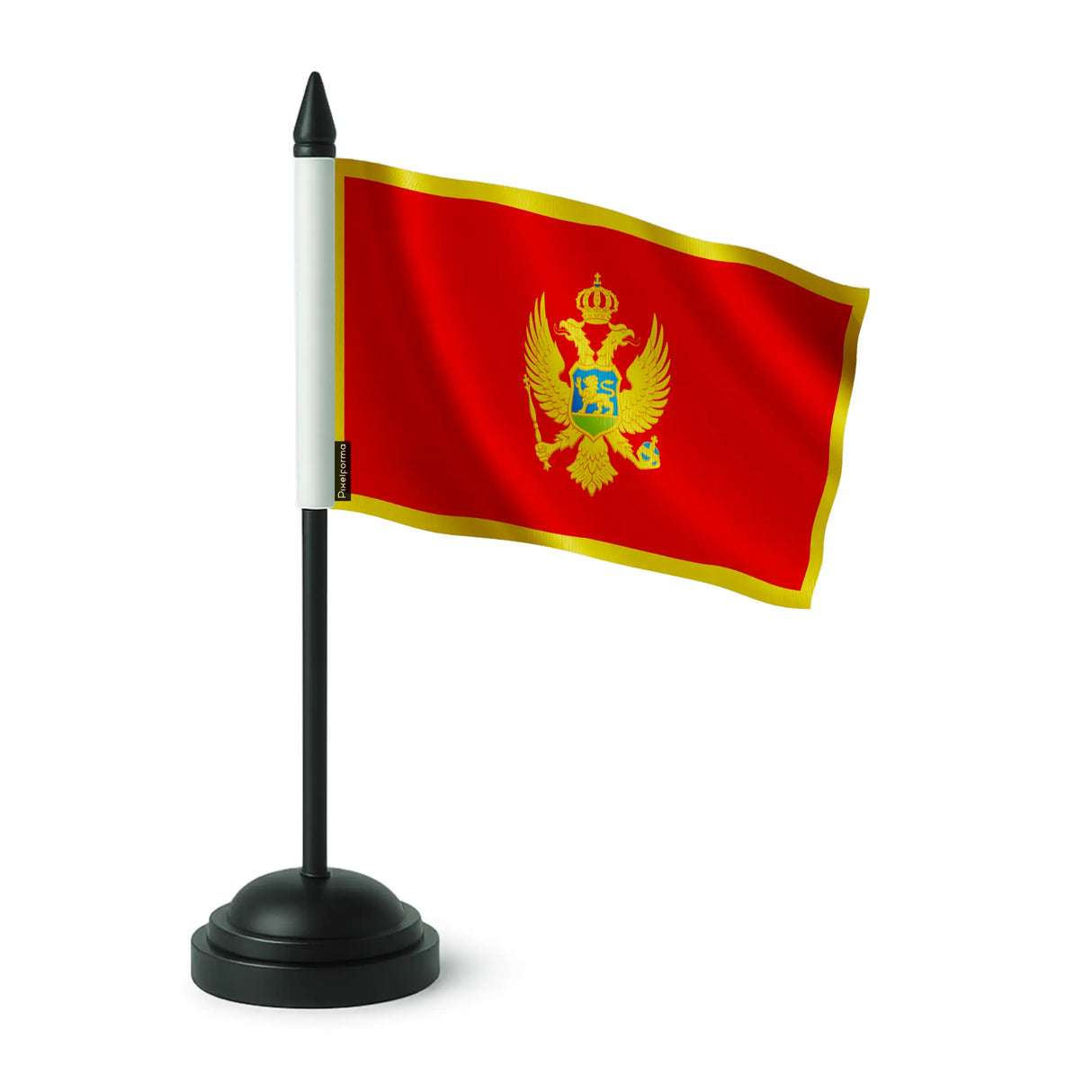 Drapeau de table monténégro polyester socle plastique noir
