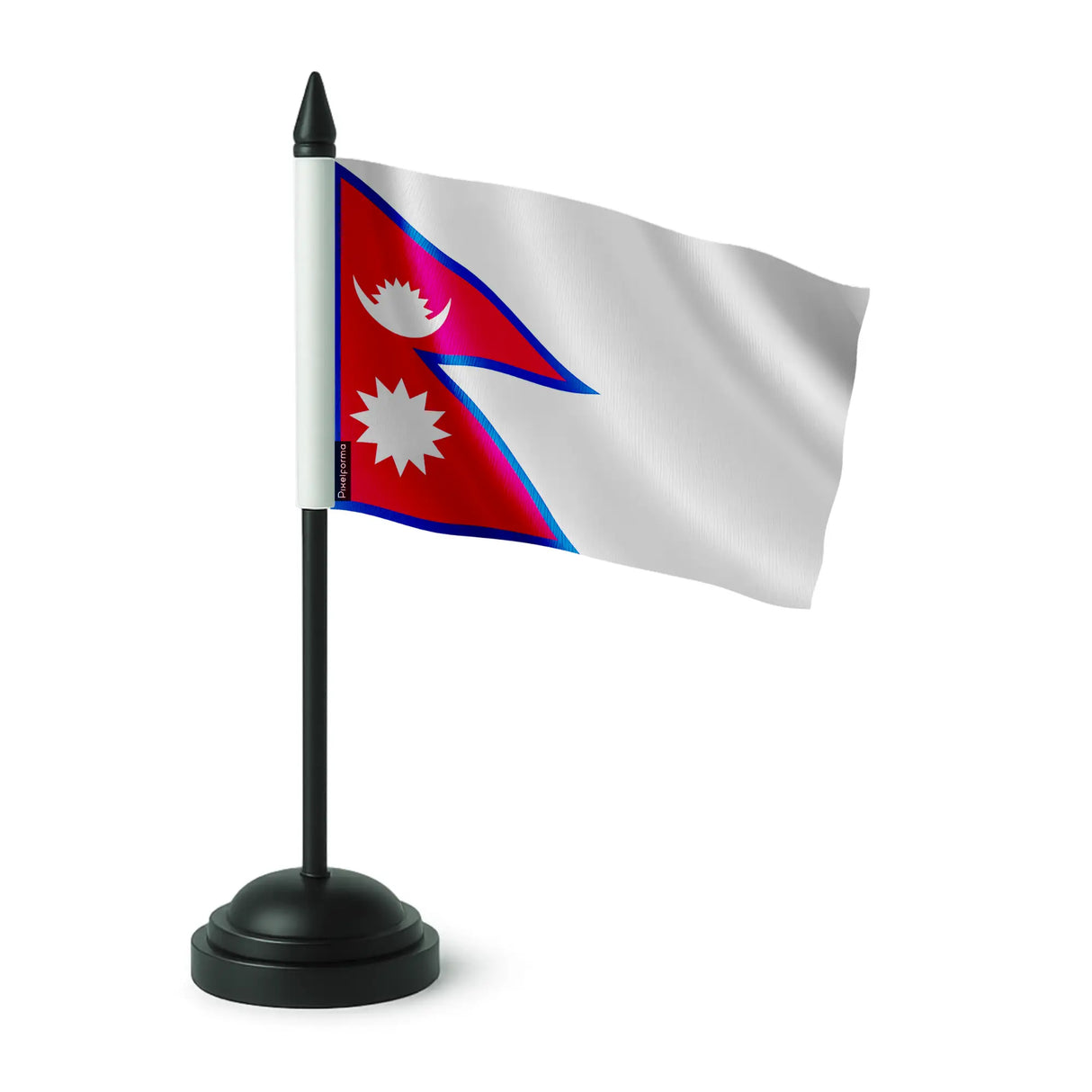Drapeau de table népal en polyester socle plastique noir