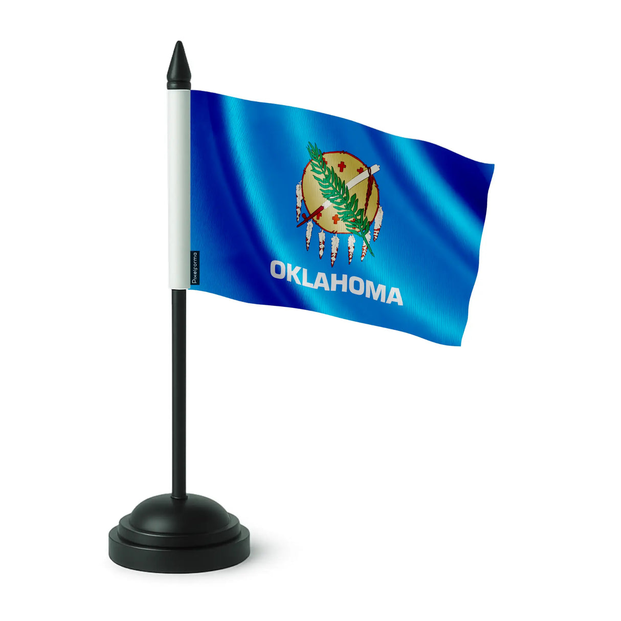 Drapeau de table oklahoma polyester socle plastique noir