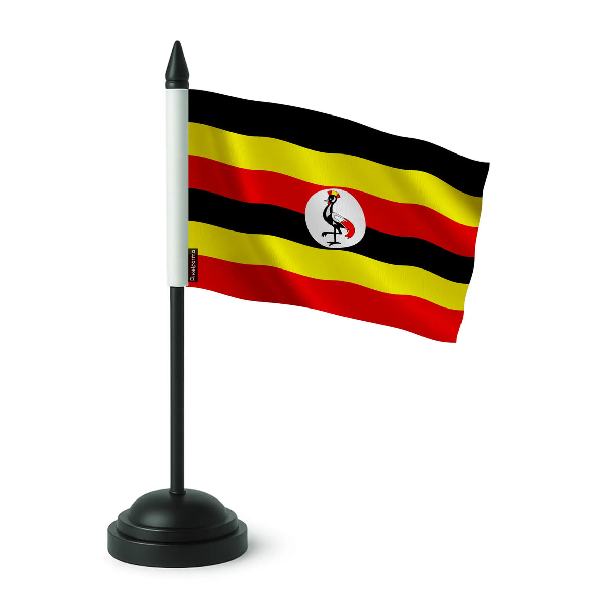 Drapeau de table ouganda en polyester socle plastique noir