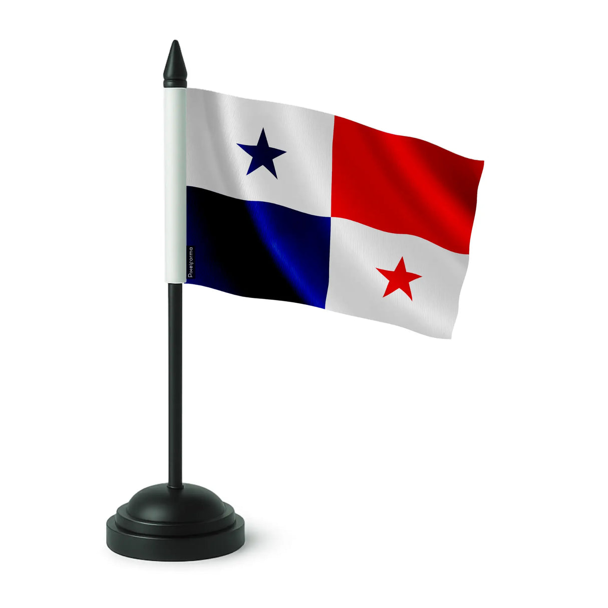 Drapeau de table panama polyester avec socle plastique noir