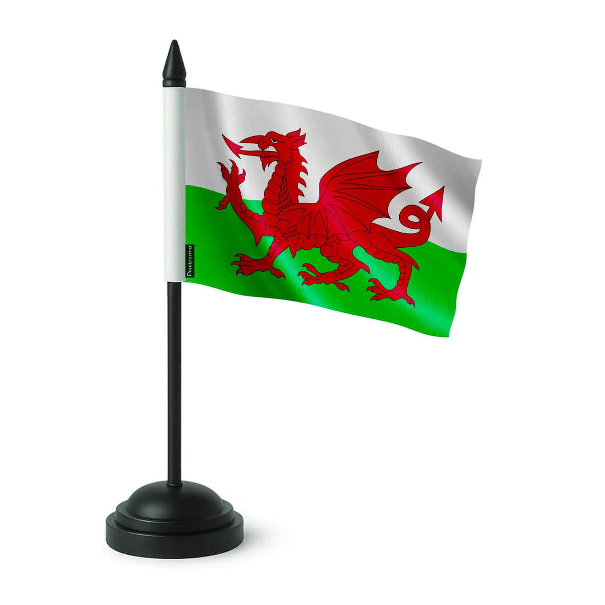 Drapeau de table pays de galles polyester socle plastique noir