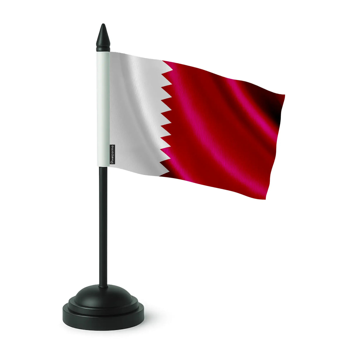 Drapeau de table qatar polyester avec socle plastique noir