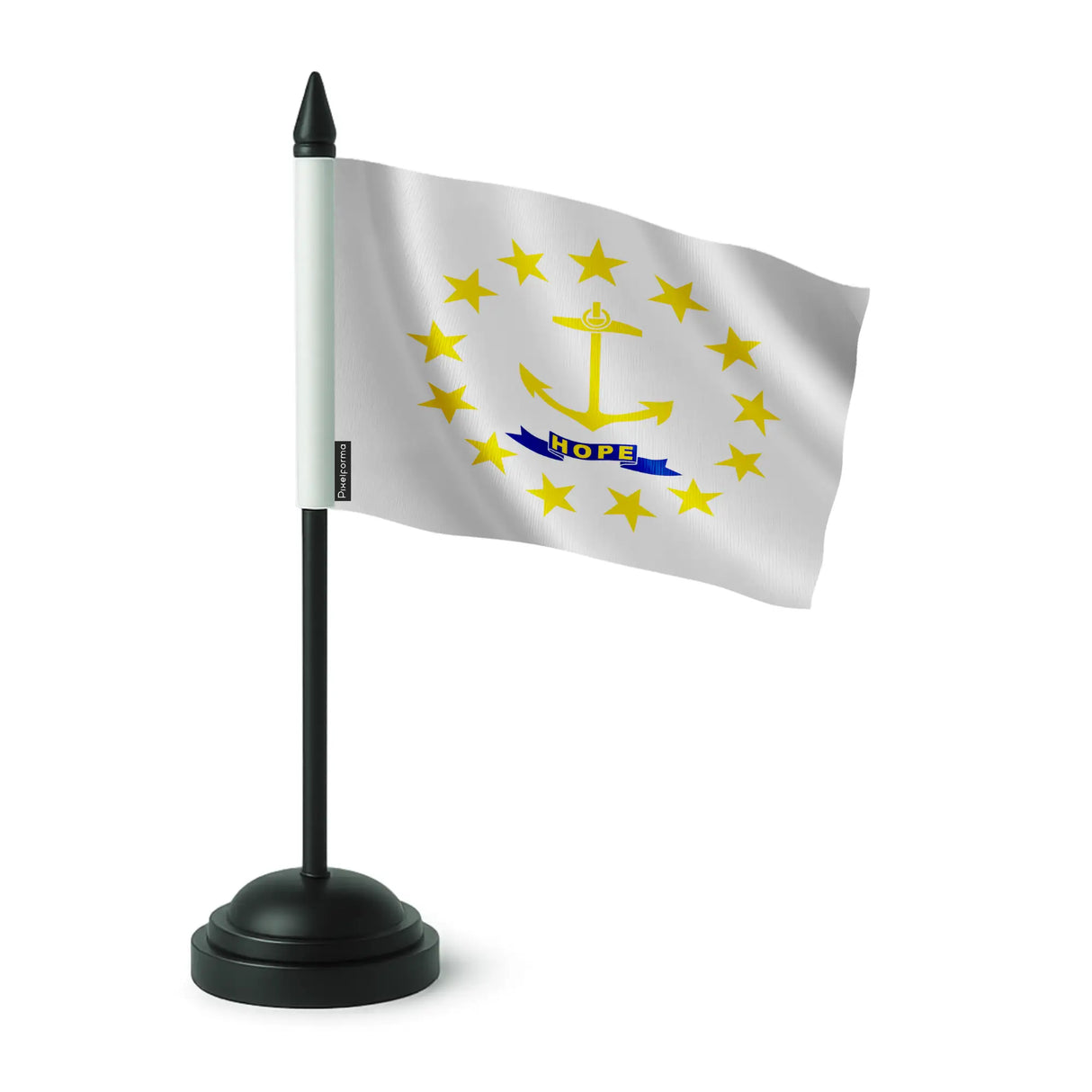 Drapeau de table rhode island polyester socle plastique noir