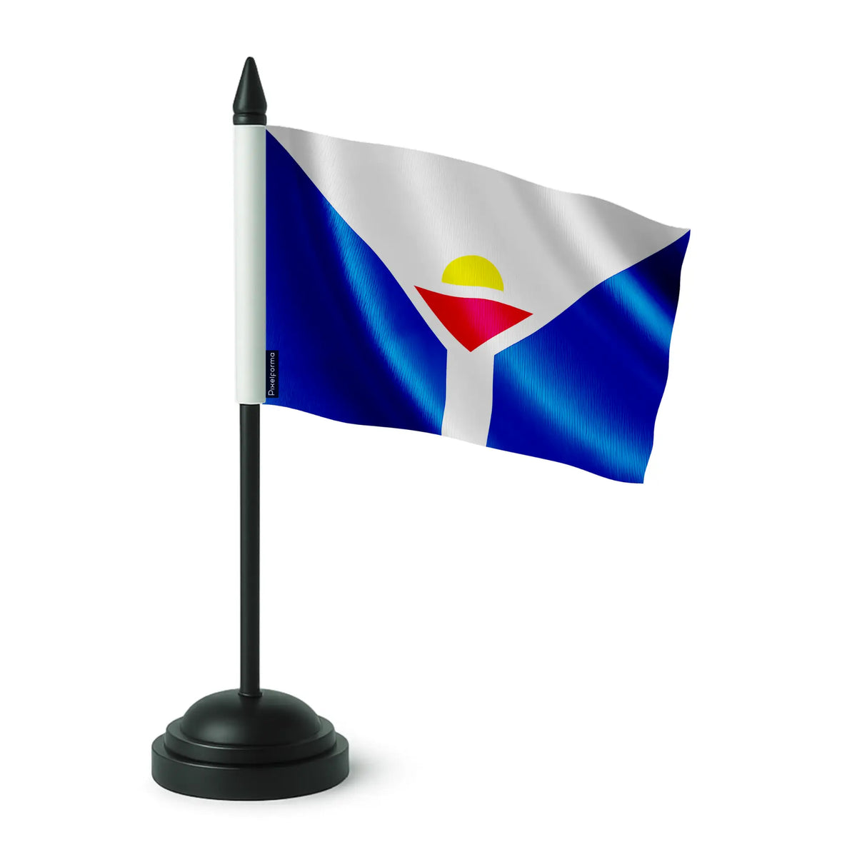 Drapeau de table saint-martin polyester socle plastique noir