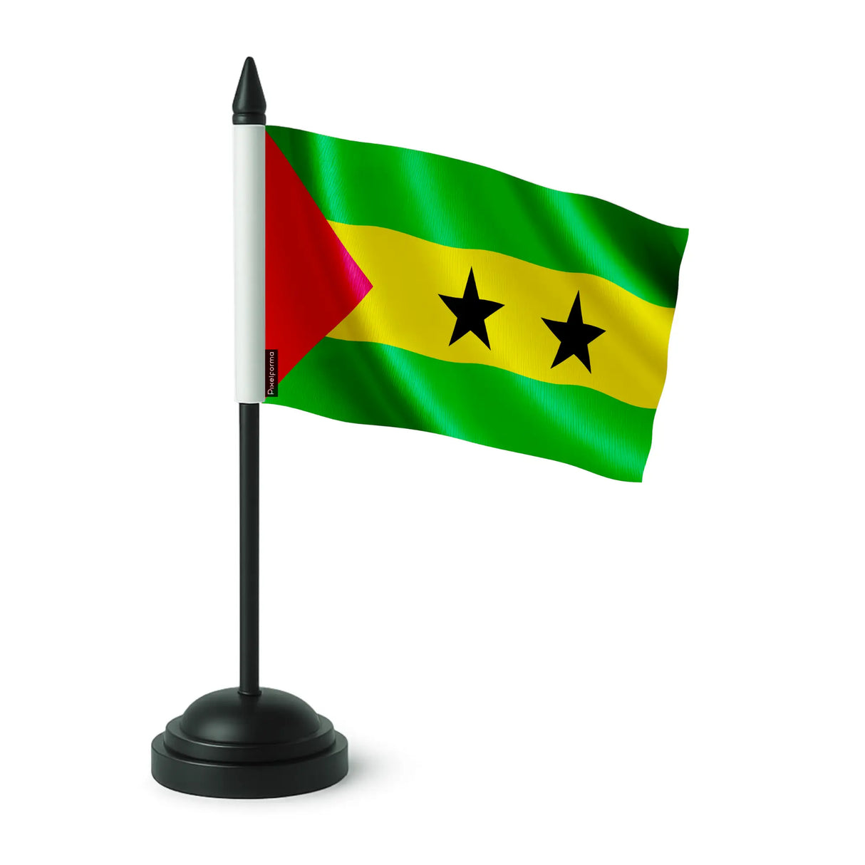 Drapeau de table sao tomé-et-principe polyester socle noir