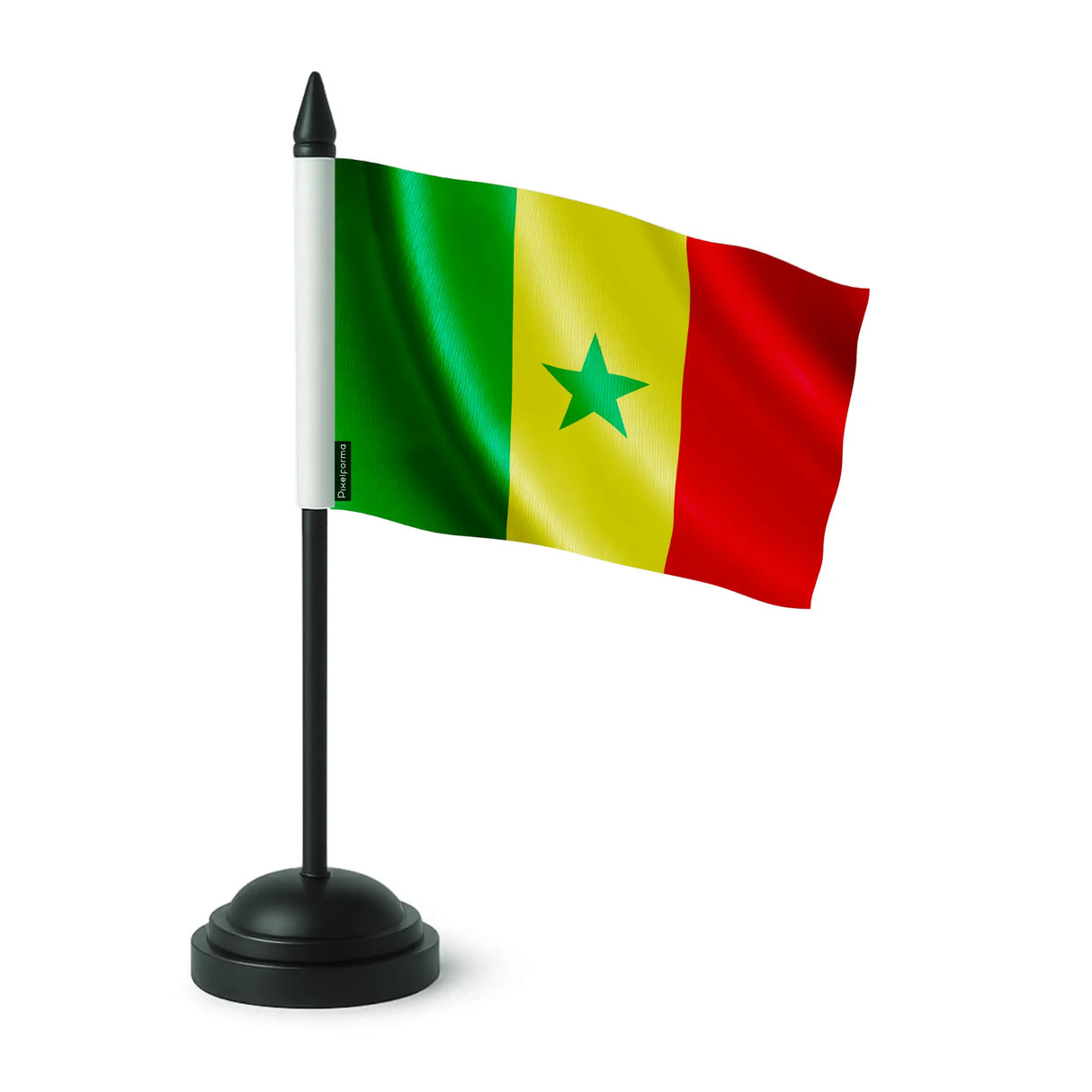 Drapeau de table sénégal en polyester socle plastique noir