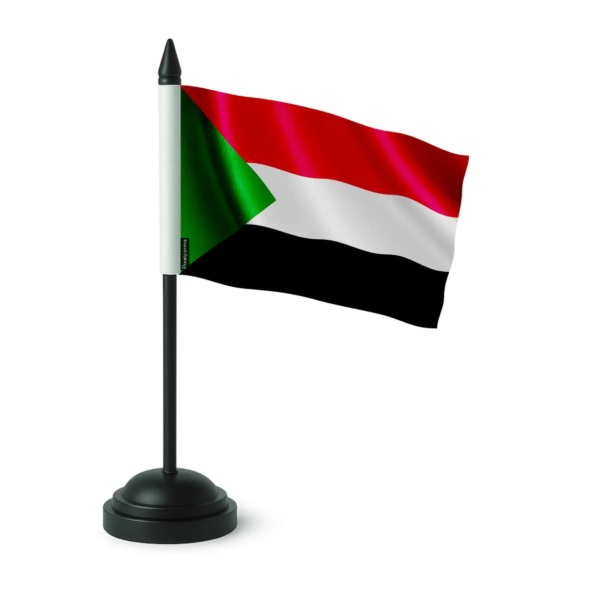 Drapeau de table soudan en polyester socle plastique noir