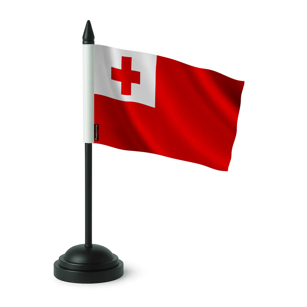 Drapeau de table tonga polyester avec socle plastique noir
