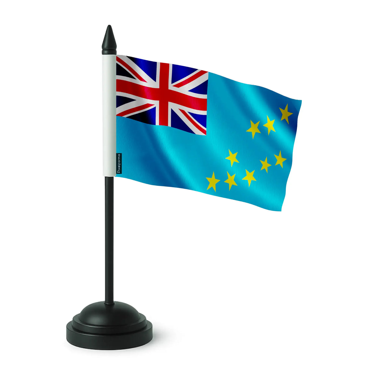 Drapeau de table tuvalu en polyester avec socle noir