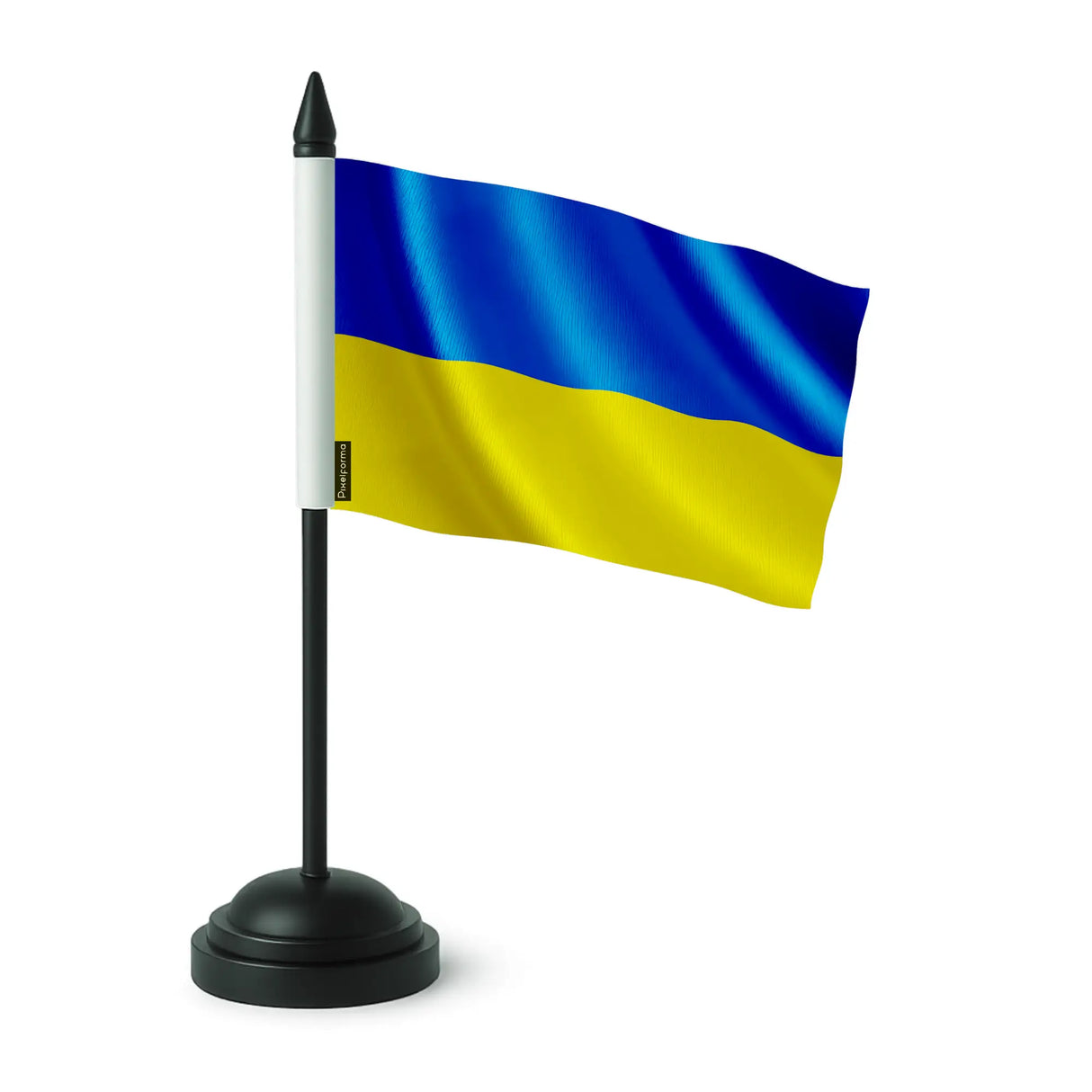 Drapeau de table ukraine polyester socle plastique noir