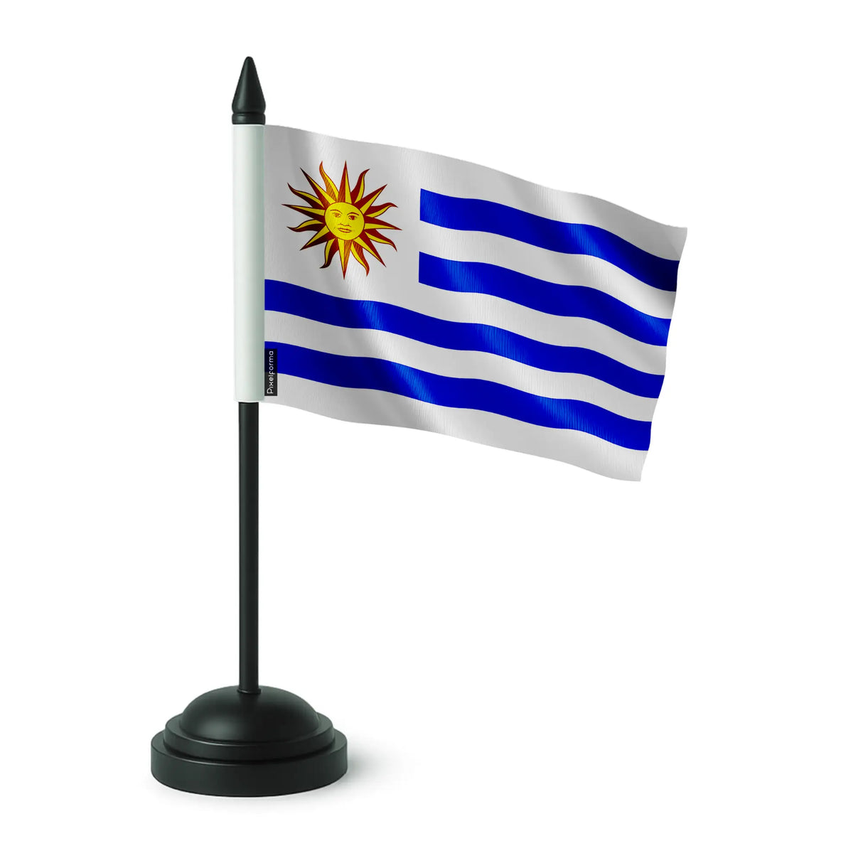Drapeau de table uruguay en polyester socle plastique noir
