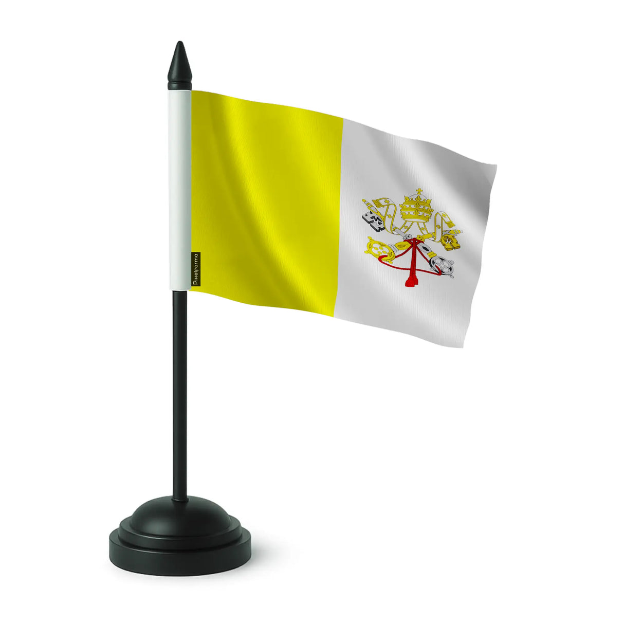 Drapeau de table vatican en polyester avec socle noir