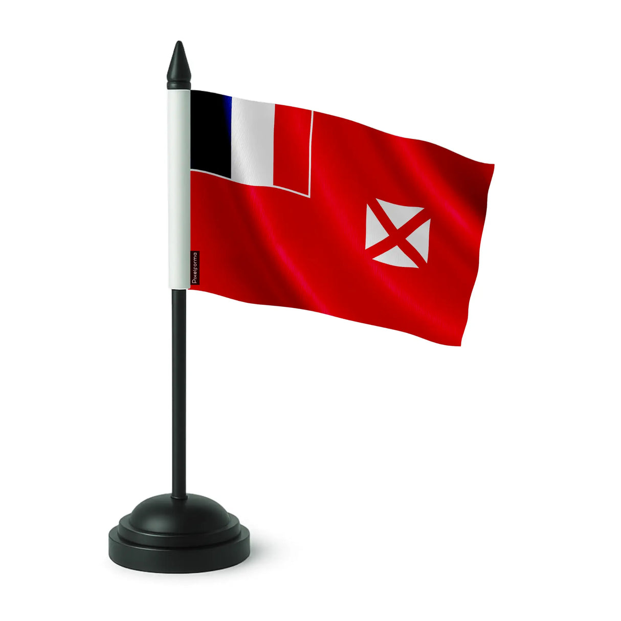 Drapeau de table wallis-et-futuna polyester socle noir