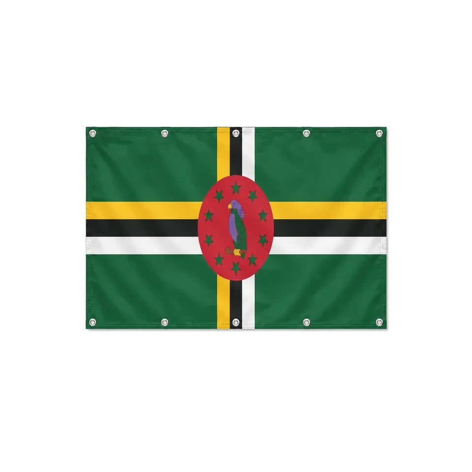 Drapeau de la Dominique format S en polyester avec dix œillets