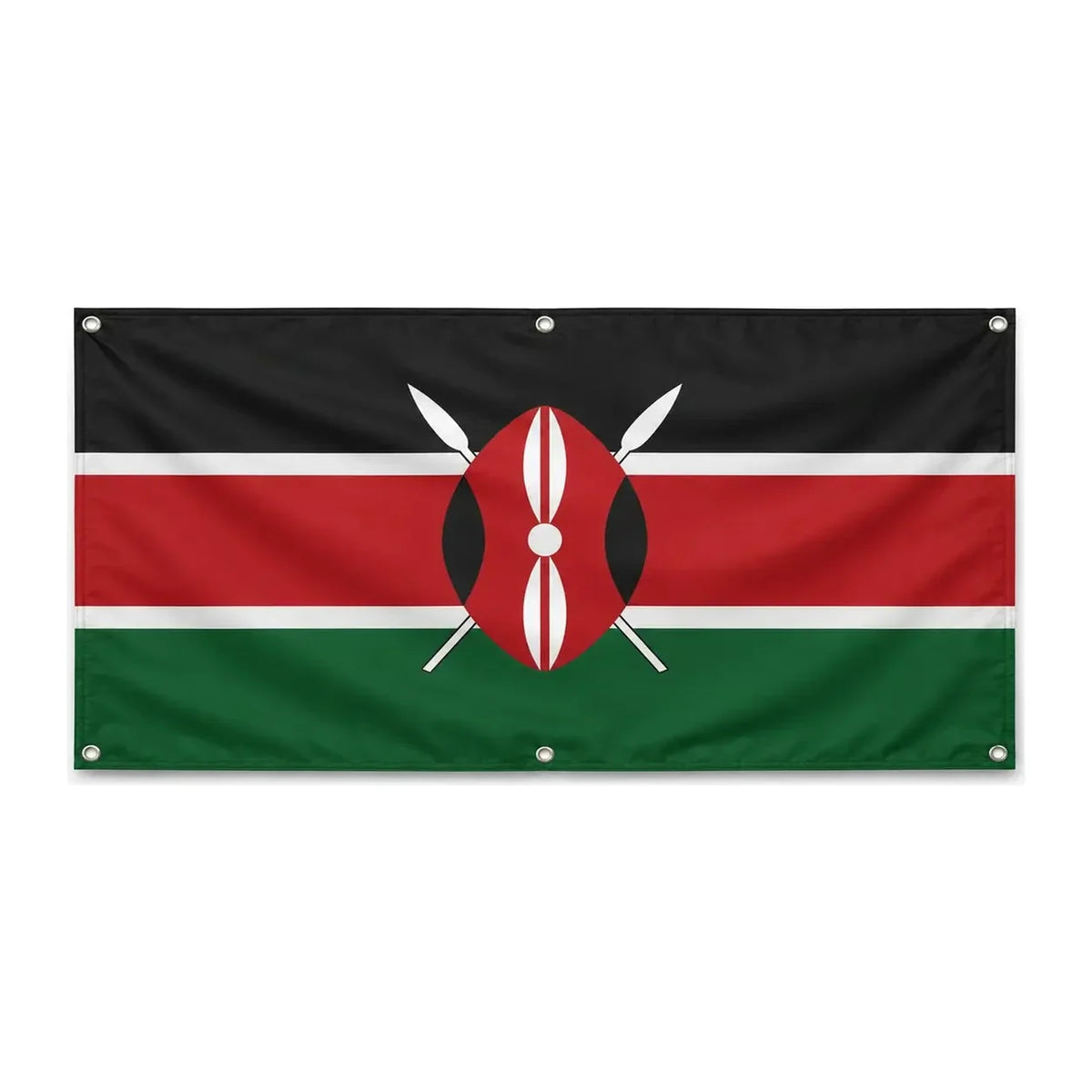 Drapeau kenya polyester résistant avec œillets solides