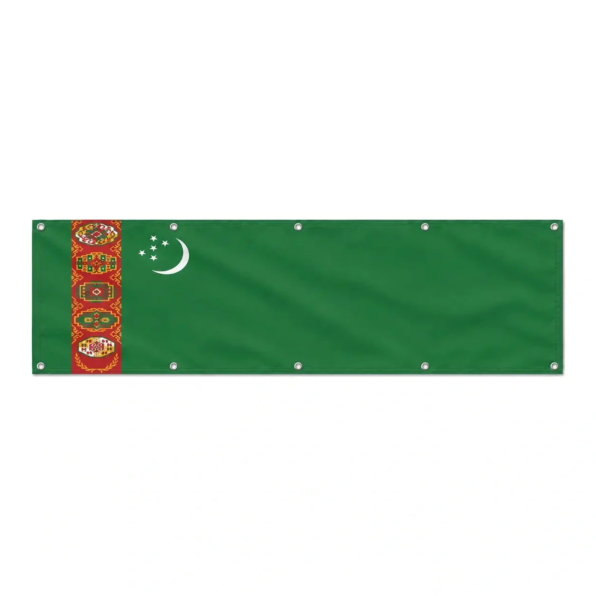Drapeau du Turkménistan grand format XL en polyester avec dix œillets