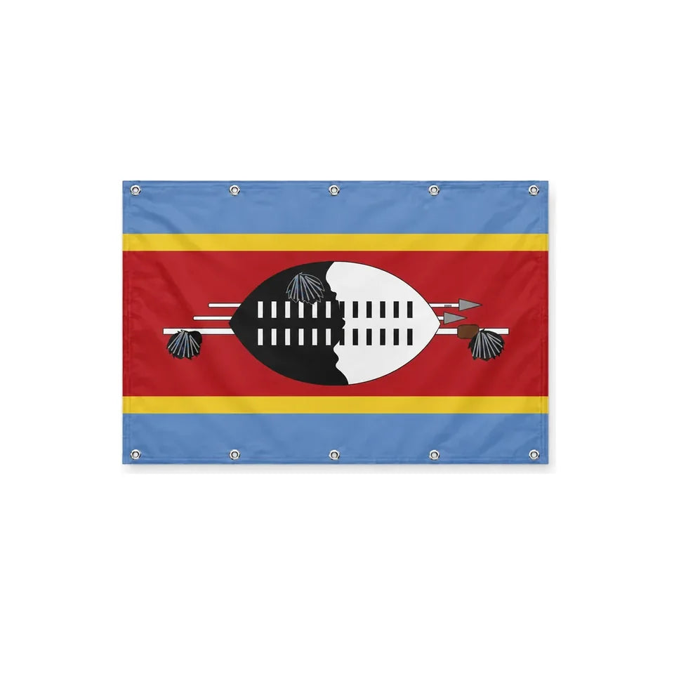 Drapeau de l'Eswatini format S en polyester avec dix œillets