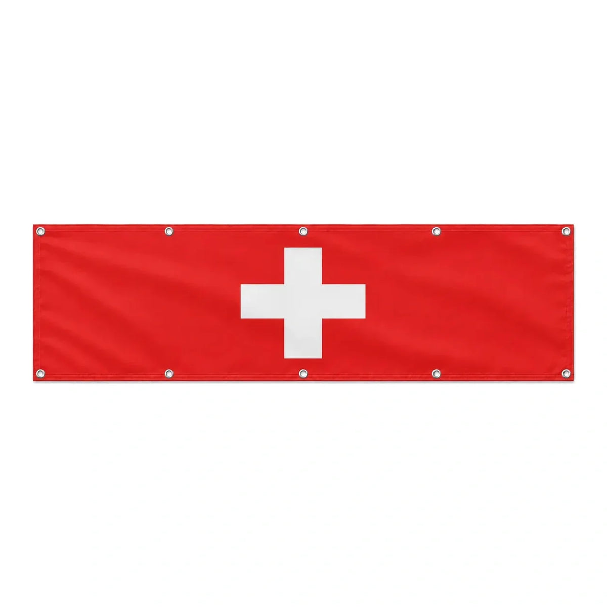 Drapeau et armoiries de la Suisse grand format XL en polyester avec dix œillets