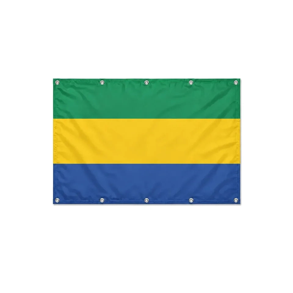 Drapeau du Gabon format S en polyester avec dix œillets