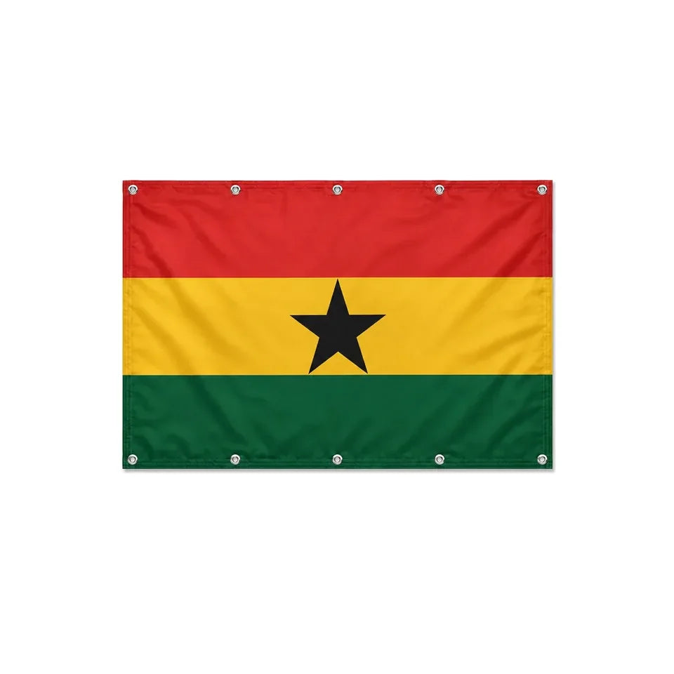 Drapeau du Ghana format S en polyester avec dix œillets