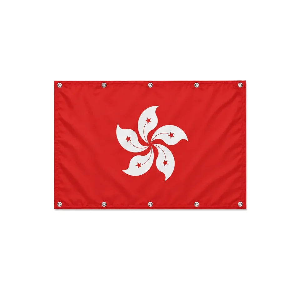 Drapeau de Hong Kong format S en polyester avec dix œillets