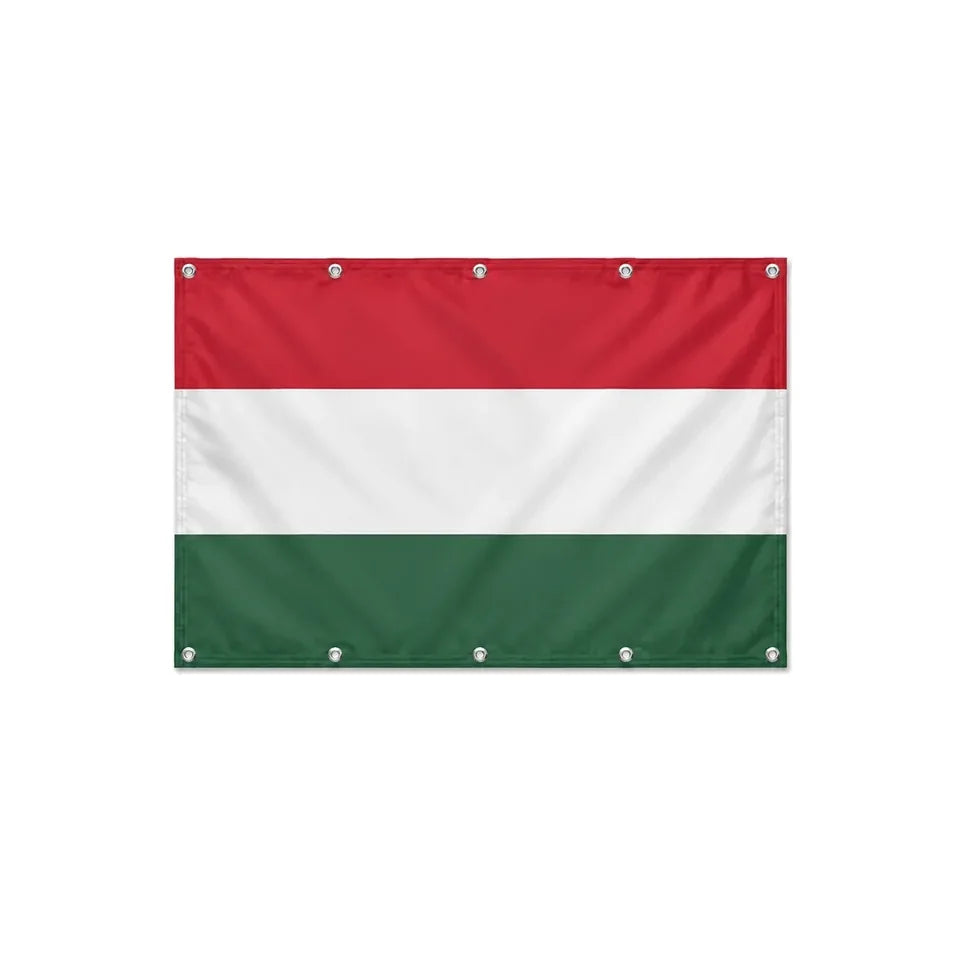 Drapeau de la Hongrie format S en polyester avec dix œillets