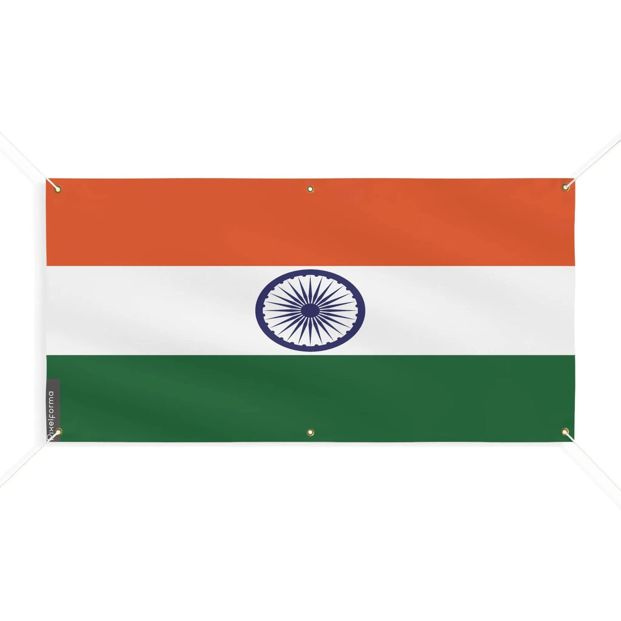 Drapeau inde polyester résistant usage extérieur 6 œillets