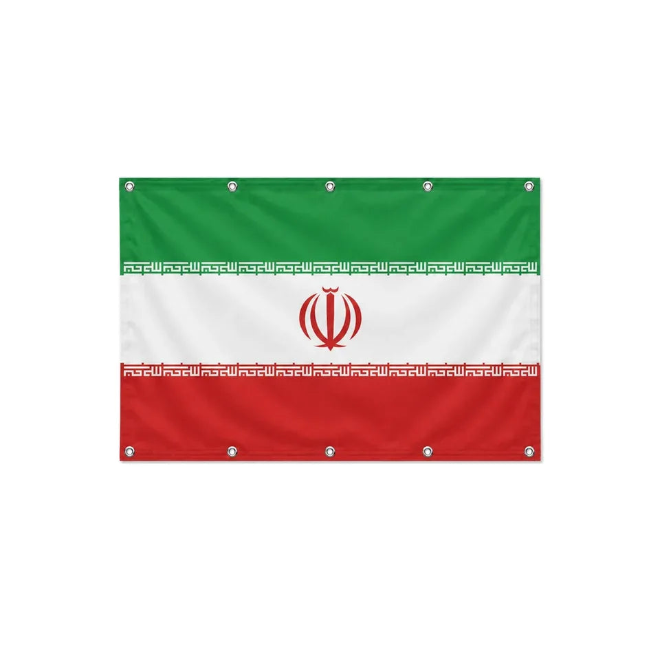 Drapeau de l'Iran format S en polyester avec dix œillets