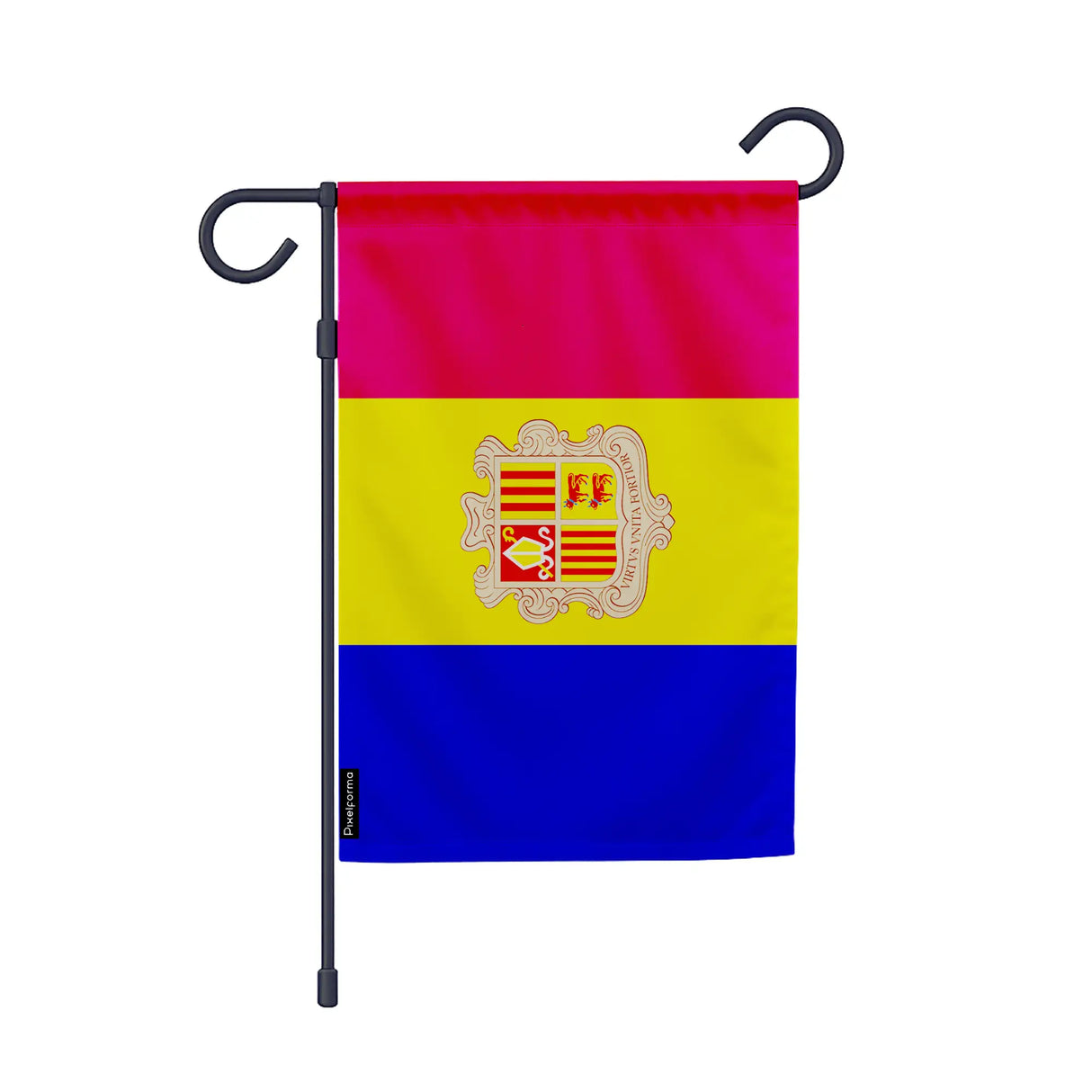 Drapeau jardin andorre polyester résistant format vertical
