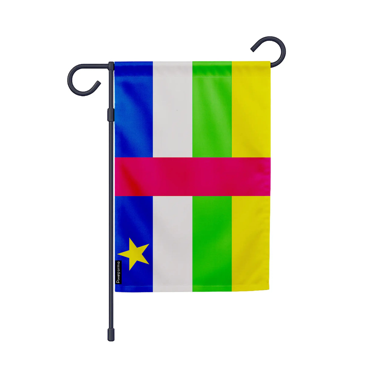 Drapeau jardin centrafrique polyester résistant vertical