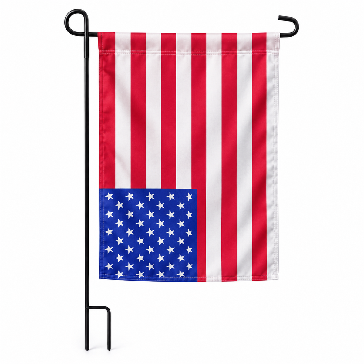 Drapeau jardin vertical États-Unis sur support noir