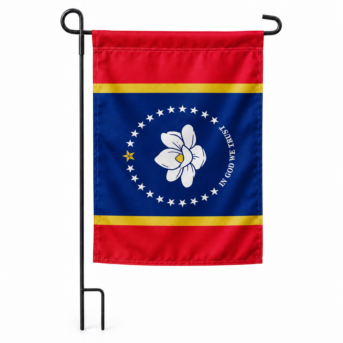 Drapeau jardin vertical Mississippi sur support noir