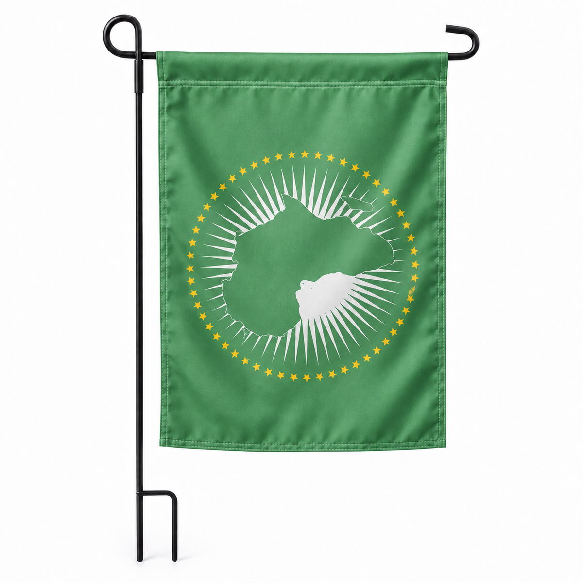 Drapeau jardin vertical Union africaine sur support noir