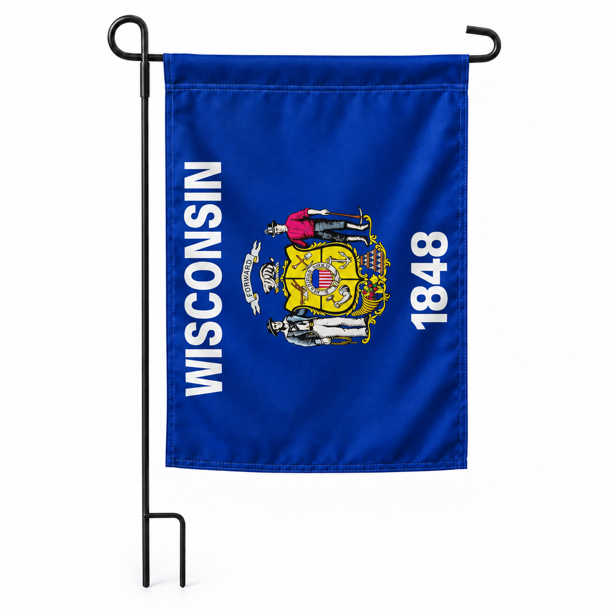 Drapeau jardin vertical Wisconsin sur support noir