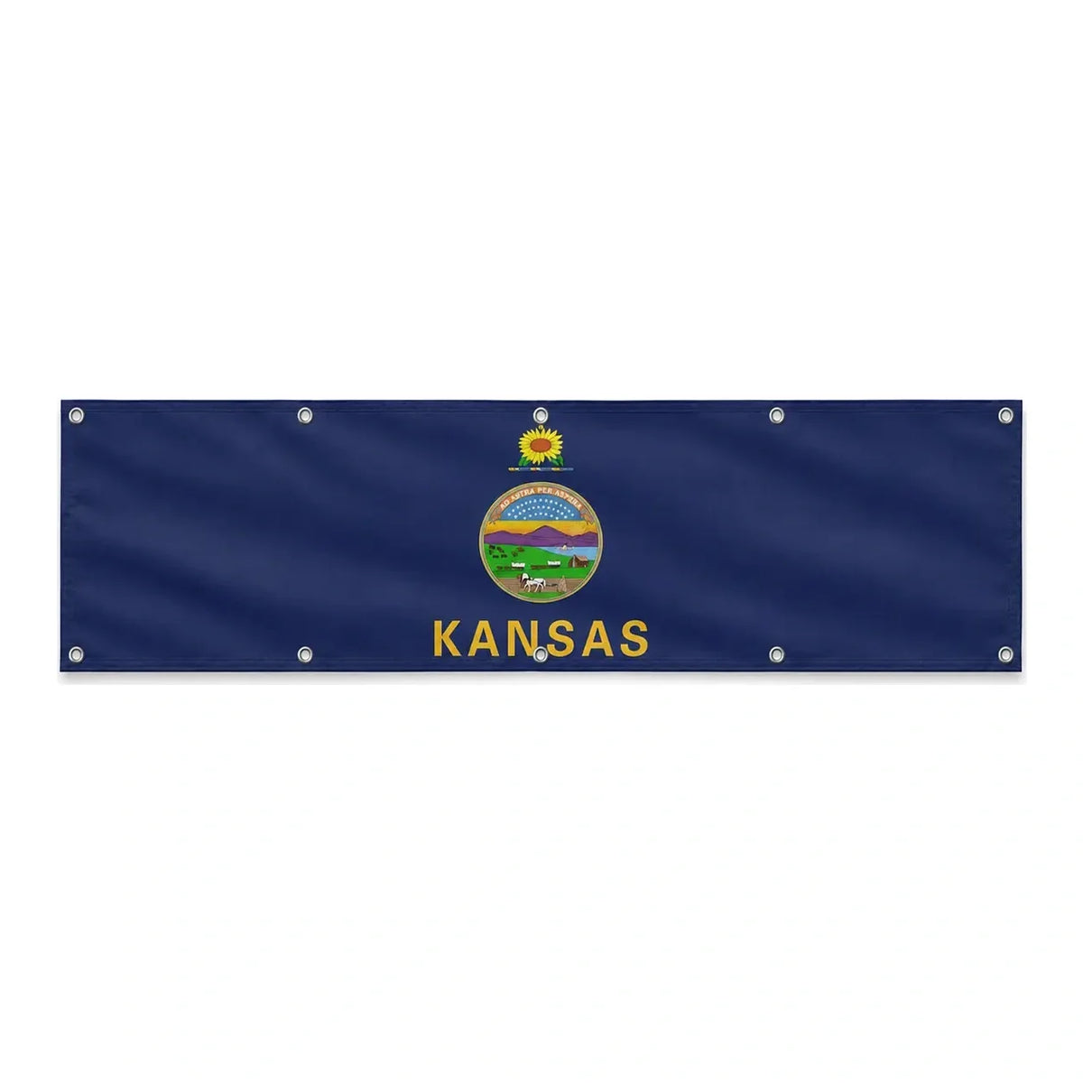 Drapeau du Kansas grand format XL en polyester avec dix œillets