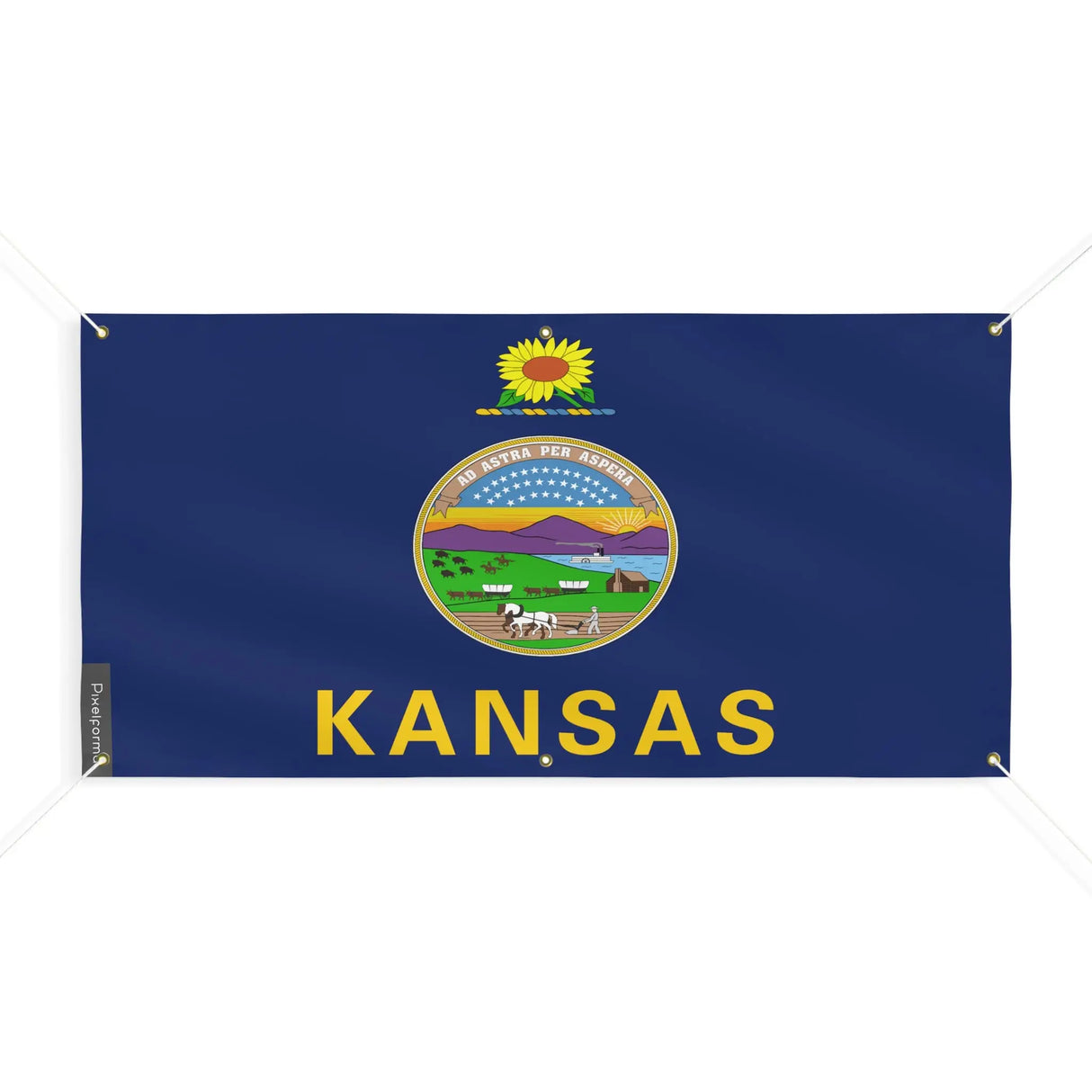 Drapeau kansas polyester résistant aux intempéries œillets