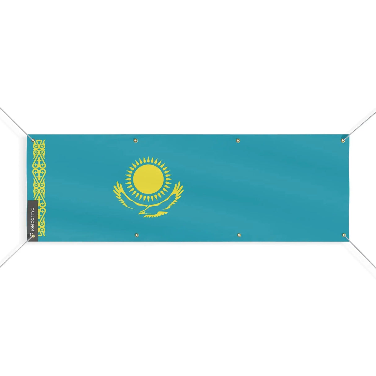 Drapeau kazakhstan en polyester résistant pour extérieur