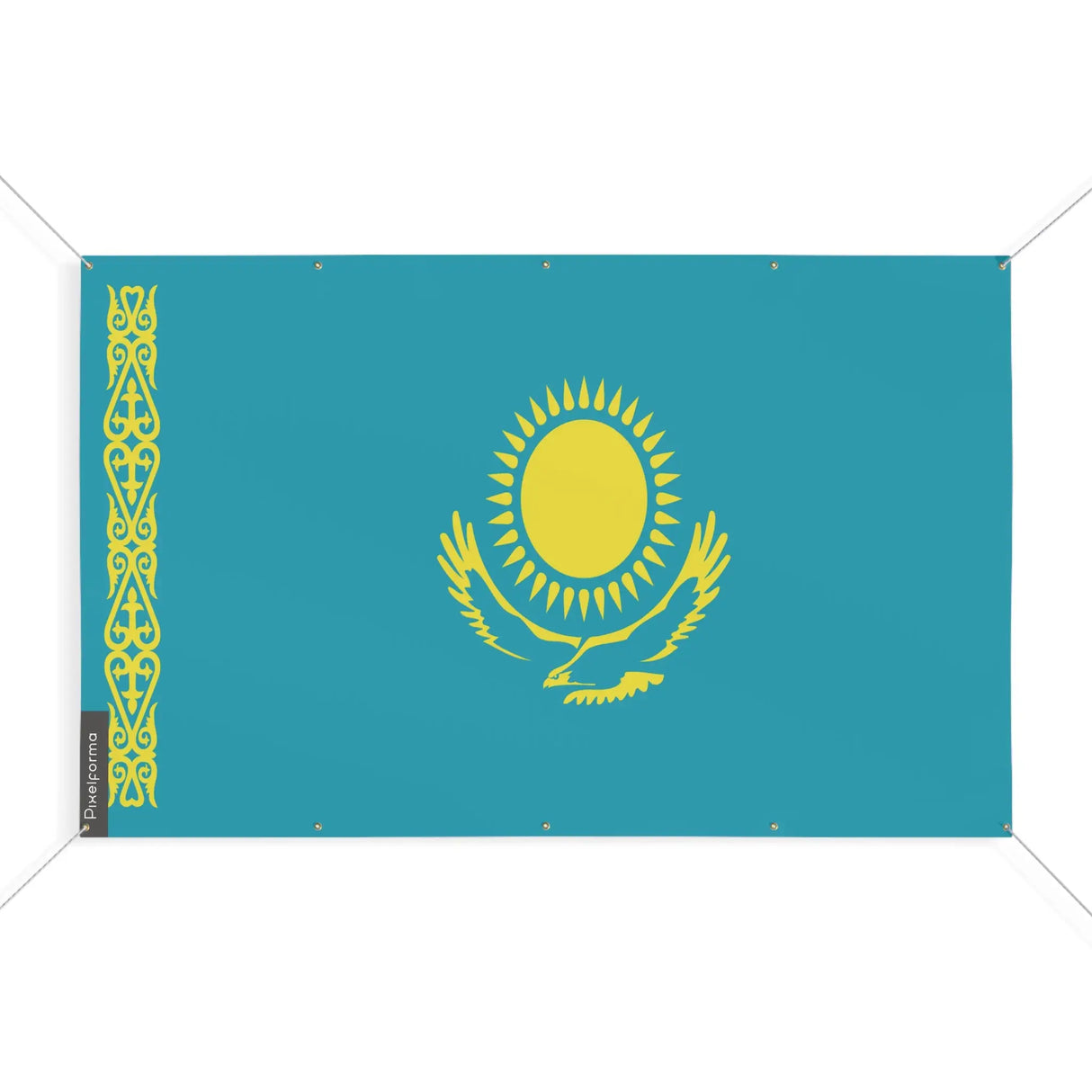 Drapeau kazakhstan polyester résistant avec œillets robustes