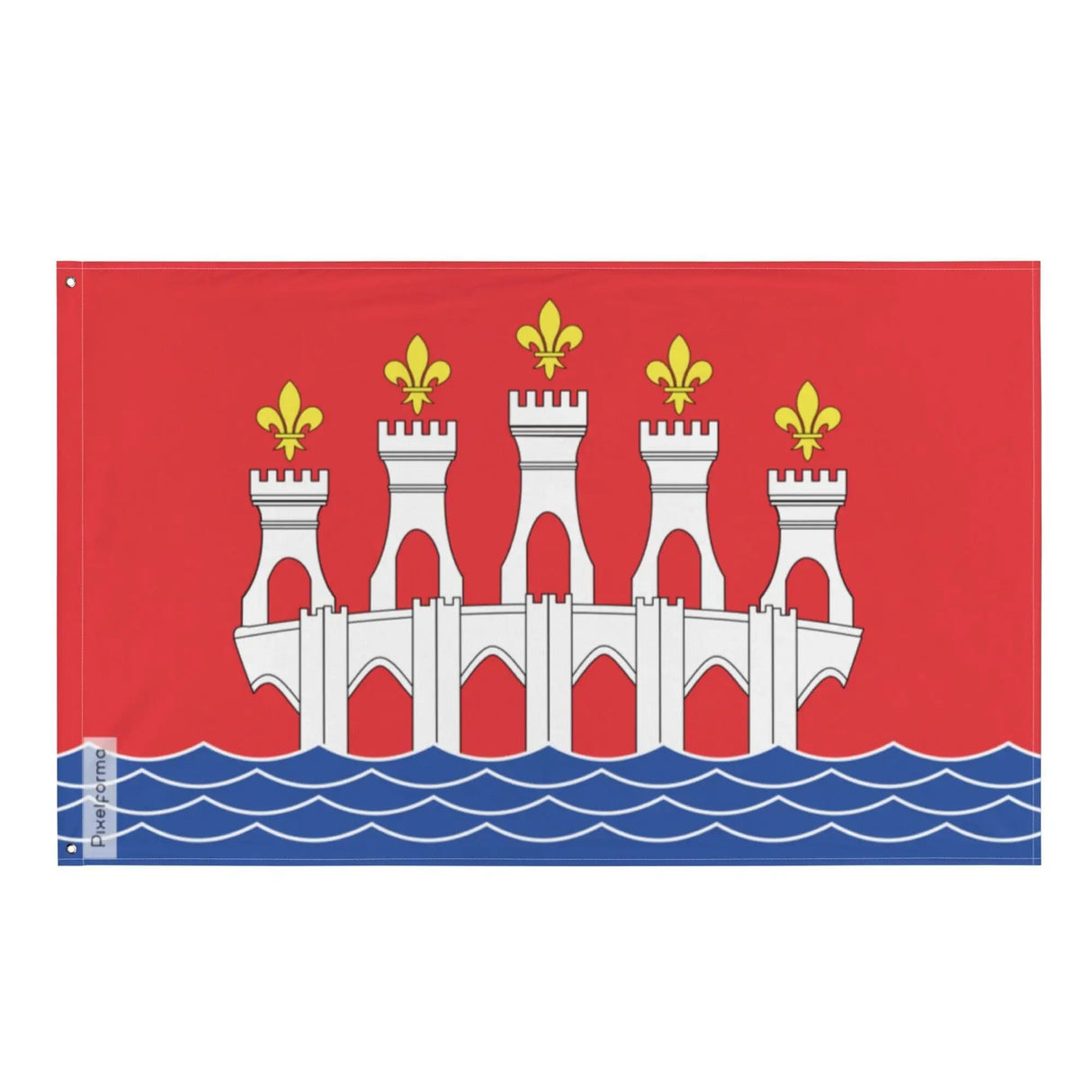 Drapeau lot polyester résistant double ourlet œillets à gauche